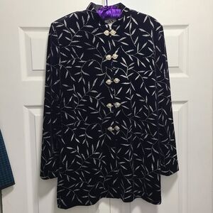 J.B.S. Black and Silver Leaf Pattern Cardigan‎
